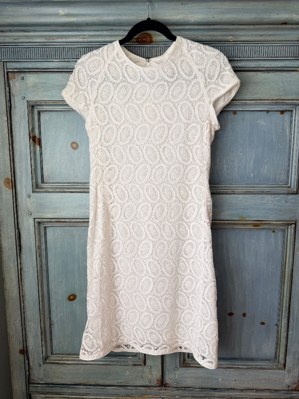 Burberry London Crochet Eyelet White Shift Dress Size US 10